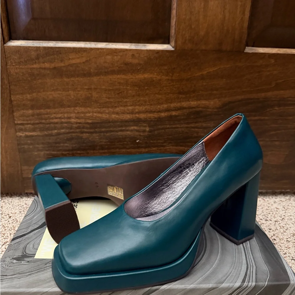 Jeffrey Campbell Dark Teal Block Heels - Picture 1 of 7